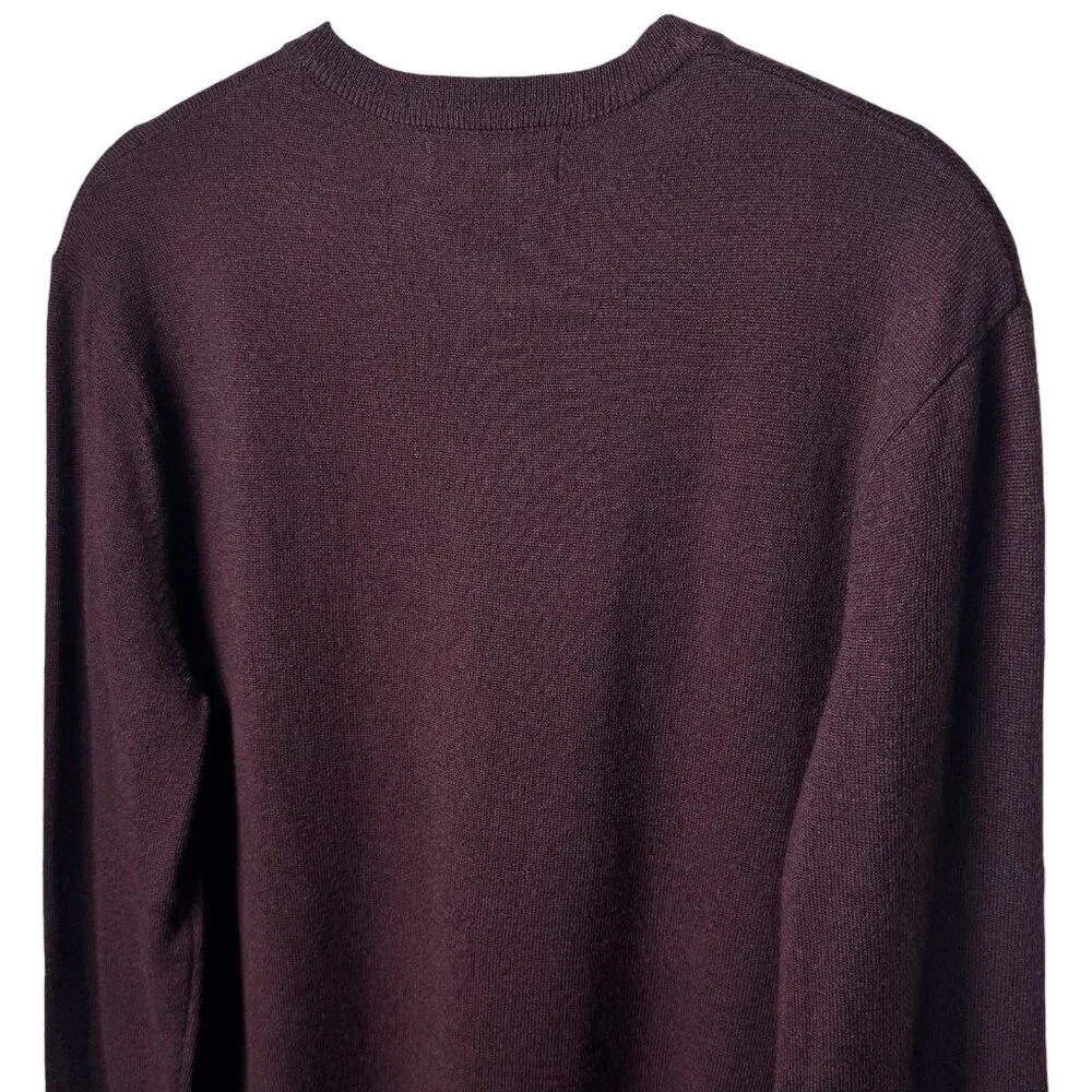 Banana Republic 100% Merino Wool V-Neck Pullover‎ in Wine Quiet Luxury Capsule M